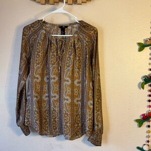 NWOT H&M paisley print slinky silky material blouse top pheasant style with e